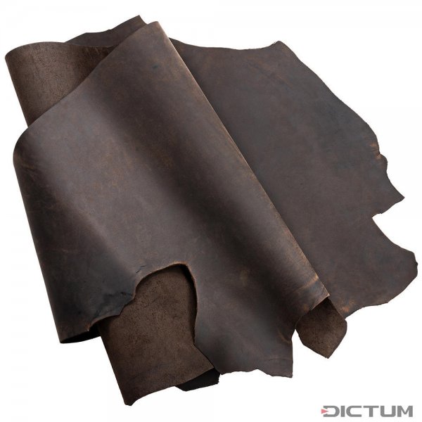 Pull-Up Buffalo Leather, Half Hide, Dark Brown, 3.0-3.5 mm, 1.91-2.0 m²