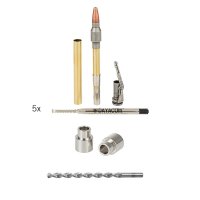 Zestaw konstrukcyjny długopisów Bullet, srebro antyku, zestaw