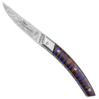 Cuchillo plegable Le Thiers RLT, damasco, Banksia, azul