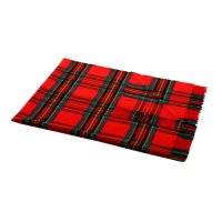 Manta de cuadros de cachemira/lana de cordero, rojo, 130 x 190 cm
