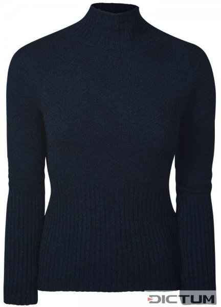 Пуловер женский на молнии мериносовый поссум, синий меланж, размер 36
