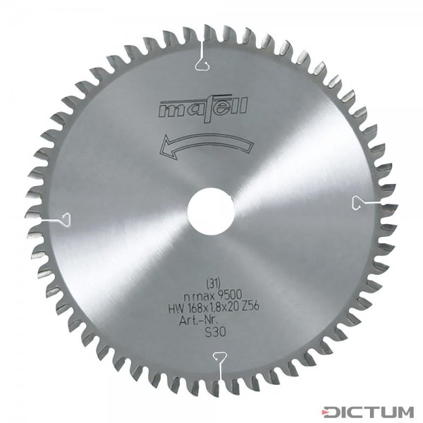 MAFELL HW Blade 168 x 1.2/1.8 x 20 mm, AT, 56 teeth, for crosscuts in wood