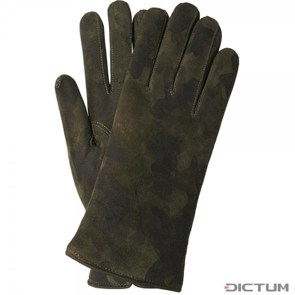 Guantes p. mujer TERNI, piel de cabra, forro de cachemira, verde oscuro, 6,5