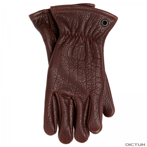 Crud »Gjöra« Bison Leather Gloves, Brown, Size M