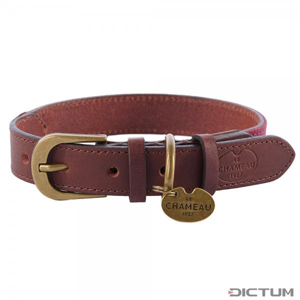 Collar para perro Le Chameau, cuero/canvas, Rouge, talla M