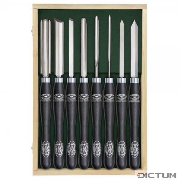 Crown Standard Turning Tools, 8-Piece Set, Black Stained Ash Handle