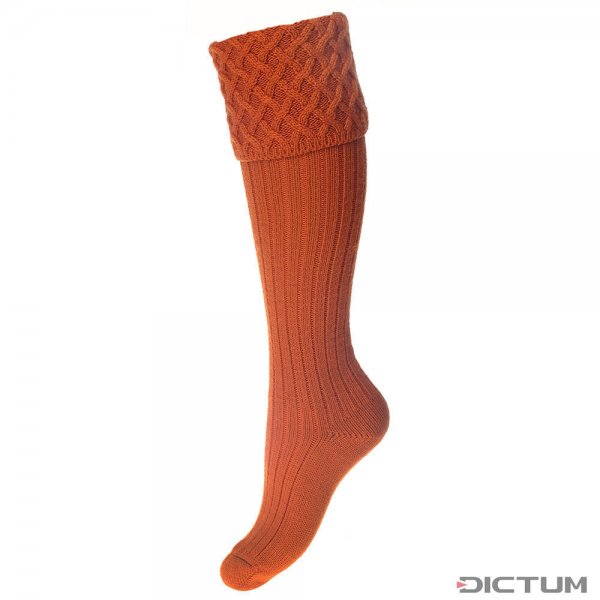 Lovecké ponožky House of Cheviot LADY RANNOCH, oranžové, velikost M (39 - 42)