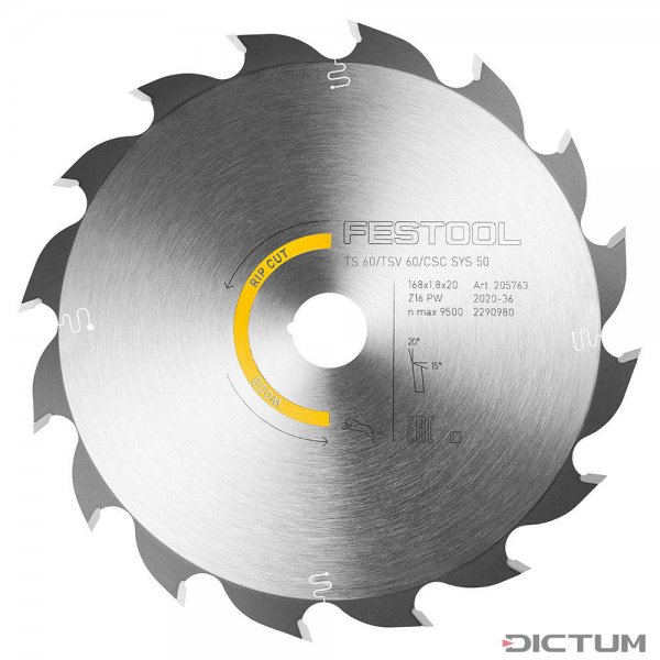 Festool Saw blade WOOD RIP CUT HW 168x1,8x20 PW16