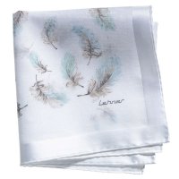 Handkerchief with Feather Handkerchief with Feather Motif, Cotton, White