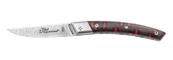 Cuchillo plegable Le Thiers RLT, damasco, Banksia, rojo