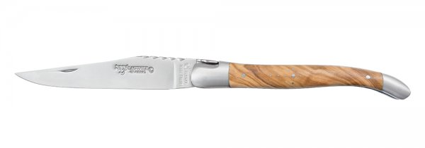 Cuchillo plegable Laguiole con doble pletina, madera de olivo