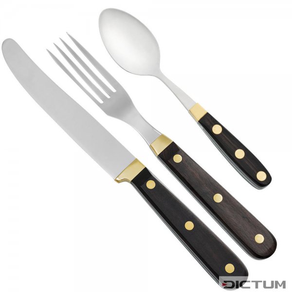 Rustic Cutlery Set, Ebony, with Buckels Table Knife