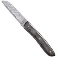 Nóż składany Perceval L09 ze stali damasceńskiej, włókno węglowe