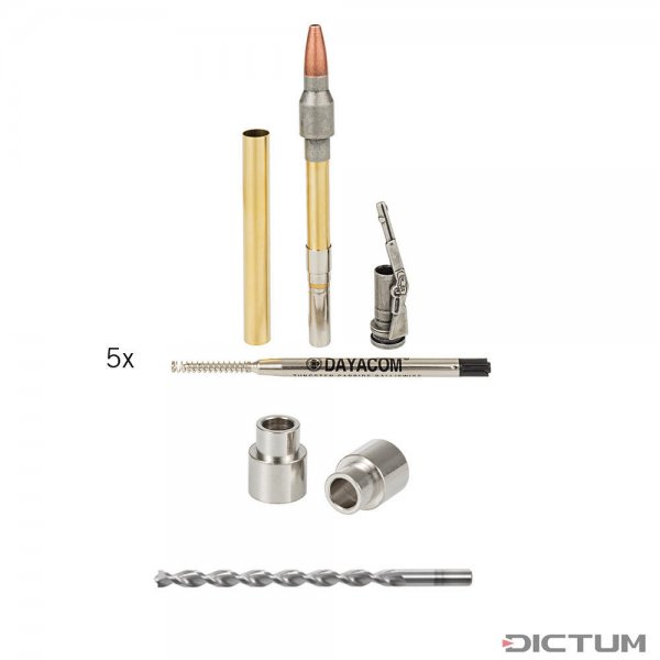 Kit de montaje para bolígrafos Bullet, plata antigua, juego