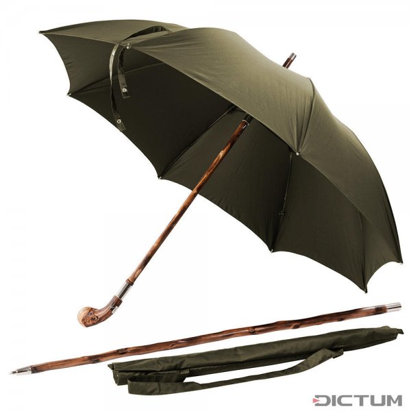Francesco Maglia Umbrella, »Pic Nic«, Chestnut Burl Handle, Olive