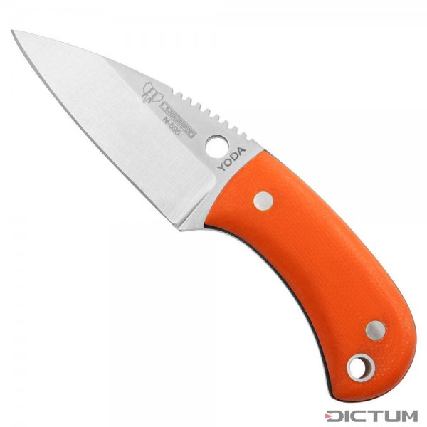 Cuchillo 3 dedos Cudeman »Yoda«, G10 naranja, funda de Kydex