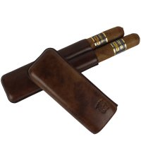 Estuche para puros de Estuche para puros de cuero Rey Pavón, marrón oscuro