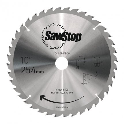 SawStop Circular Saw Blade TC 254 x 3.0 x 30, W40