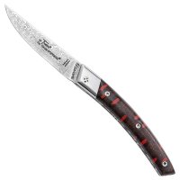 Le Thiers RLT Folding Knife Damascus Banksia, Red