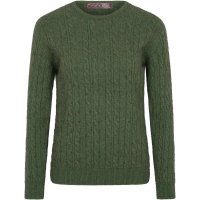 Sweter pleciony damski, Sweter pleciony damski, Merino-Possum, zielono-melange, rozmiar 38