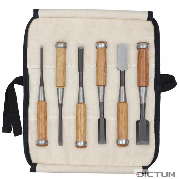 Set di scalpelli Tataki Nomi, 6 pezzi in tasca arrotolabile di cotone