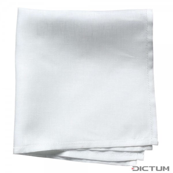 Handkerchief with Fine Hemstitch, Pure Linen, White