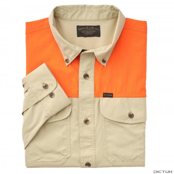 Filson Sportsman's Shirt, Twill/Blaze Orange, Size XL