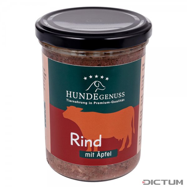 Comida para perros en tarro de vidrio »Hundegenuss«, ternera con manzana/6x300 g