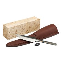 BS/K 形雕刻刀套件，卷曲桦木，含皮革刀鞘