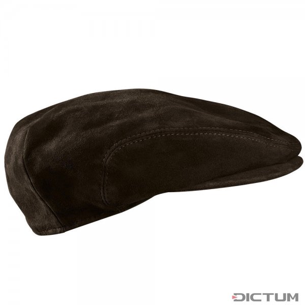 Cap, Suede Leather, Dark Brown, Size 57