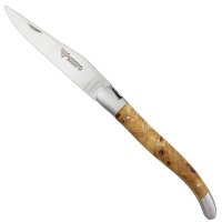Cuchillo plegable Laguiole con doble pletina, madera de álamo veteada