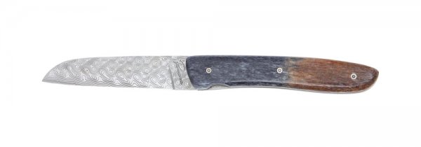 Cuchillo plegable Perceval L08, acero de Damasco, hueso de jirafa