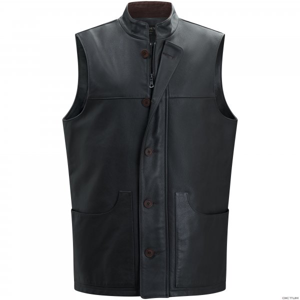 Purdey »High Collar« Men's Leather Shooting Vest, Brown, Size XL