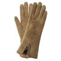 GELA Ladies Gloves, Goat GELA Ladies Gloves, Goat Suede, Cashmere & Velvet Rabbit, Beige, Size 6.5