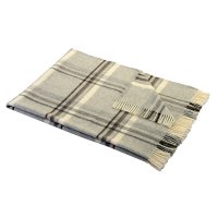 Schurwolldecke, kariert, Schurwolldecke, kariert, grau/beige, 130 x 190 cm