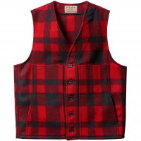 Filson Mackinaw Wool Filson Mackinaw Wool Vest, Red/Black Plaid, Size M