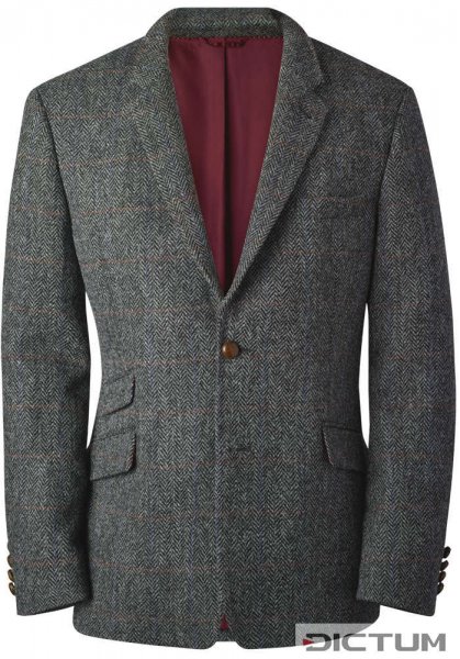 Men's Sports Jacket, Harris Tweed, Herringbone, with Check, Grey, Size 60