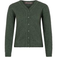 Sweter rozpinany damski, Sweter rozpinany damski, Merino-Possum, zielony-melange, rozmiar 36