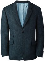 Men's Sports Jacket, Men's Sports Jacket, Harris Tweed, Herringbone, Blue/Black, Size 48