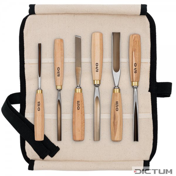 DICTUM Carving Tools, 6-Piece Set, in Cotton Tool Roll