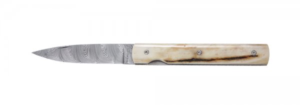 Складной нож Le Francais из дамасской стали, олений рог