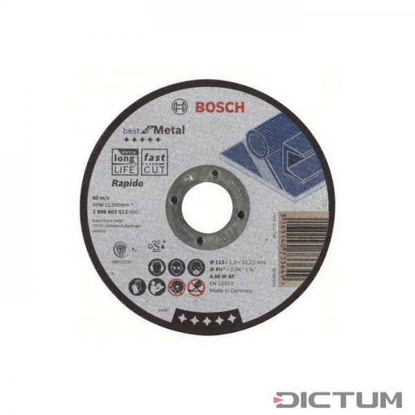 Disco de corte Rapido de Bosch recto Mejor para metal, 115 mm