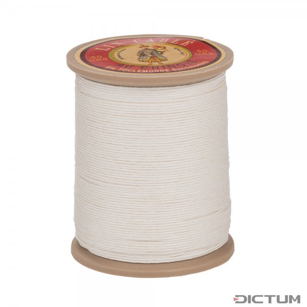 »Fil au Chinois« Waxed Linen Thread, White, 133 m