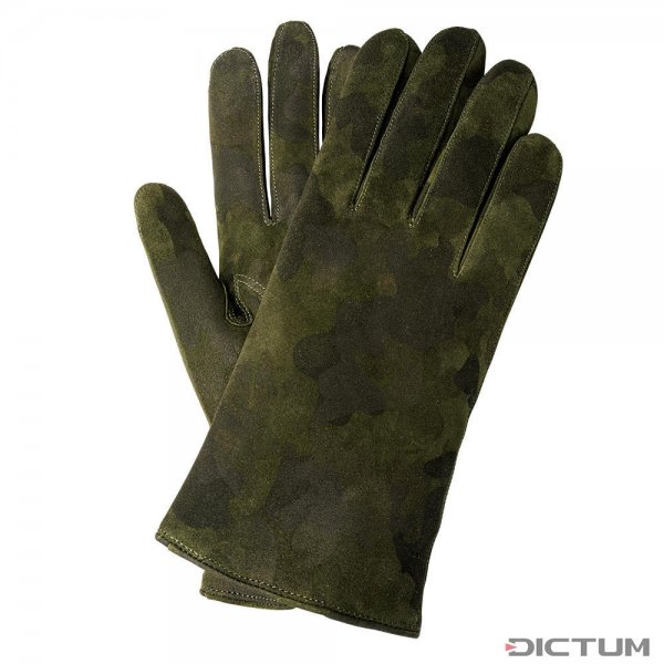 Pánské rukavice MODENA, kozí semiš, kašmírová podšívka, tmavě zelené, velikost 8