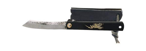 Nóż składany Higo-Style Kuro, ze składanym etui skórzanym