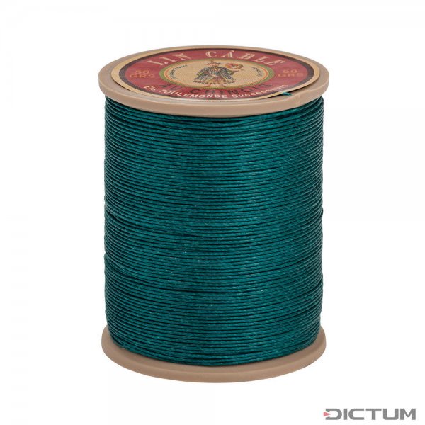 »Fil au Chinois« Waxed Linen Thread, Blue Green, 133 m