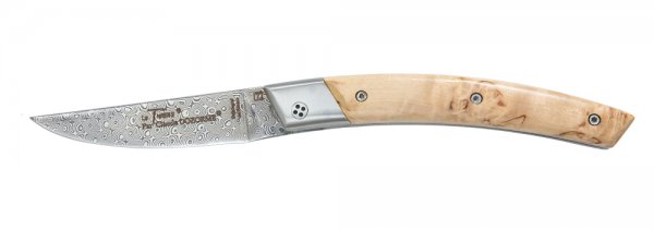 Складной нож Le Thiers RLT Дамаск, карельская береза