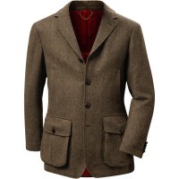 Men’s Hunting Jacket, Men’s Hunting Jacket, Herringbone Tweed, Brown, Size 54