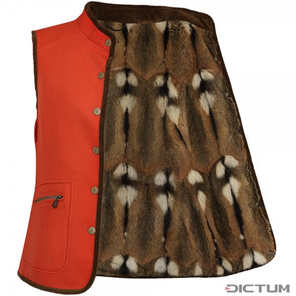 Habsburg »Marla« Ladies Vest, with Hamster Fur, Orange/Tobacco, Size 34