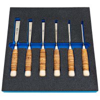 Module d'outils DICTUM, ciseaux à bois avec poignée écorce de bouleau, 6 pièces